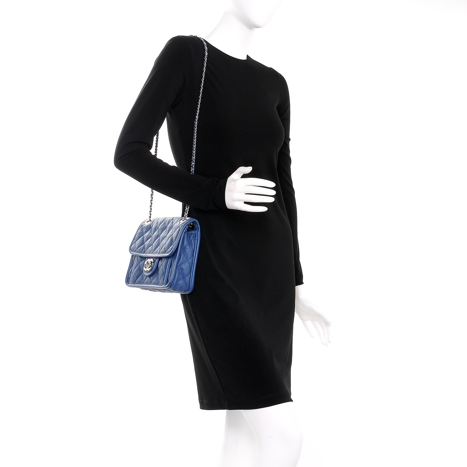 Chanel Caviar Quilted Mini French Riviera Flap Blue 2 of 12