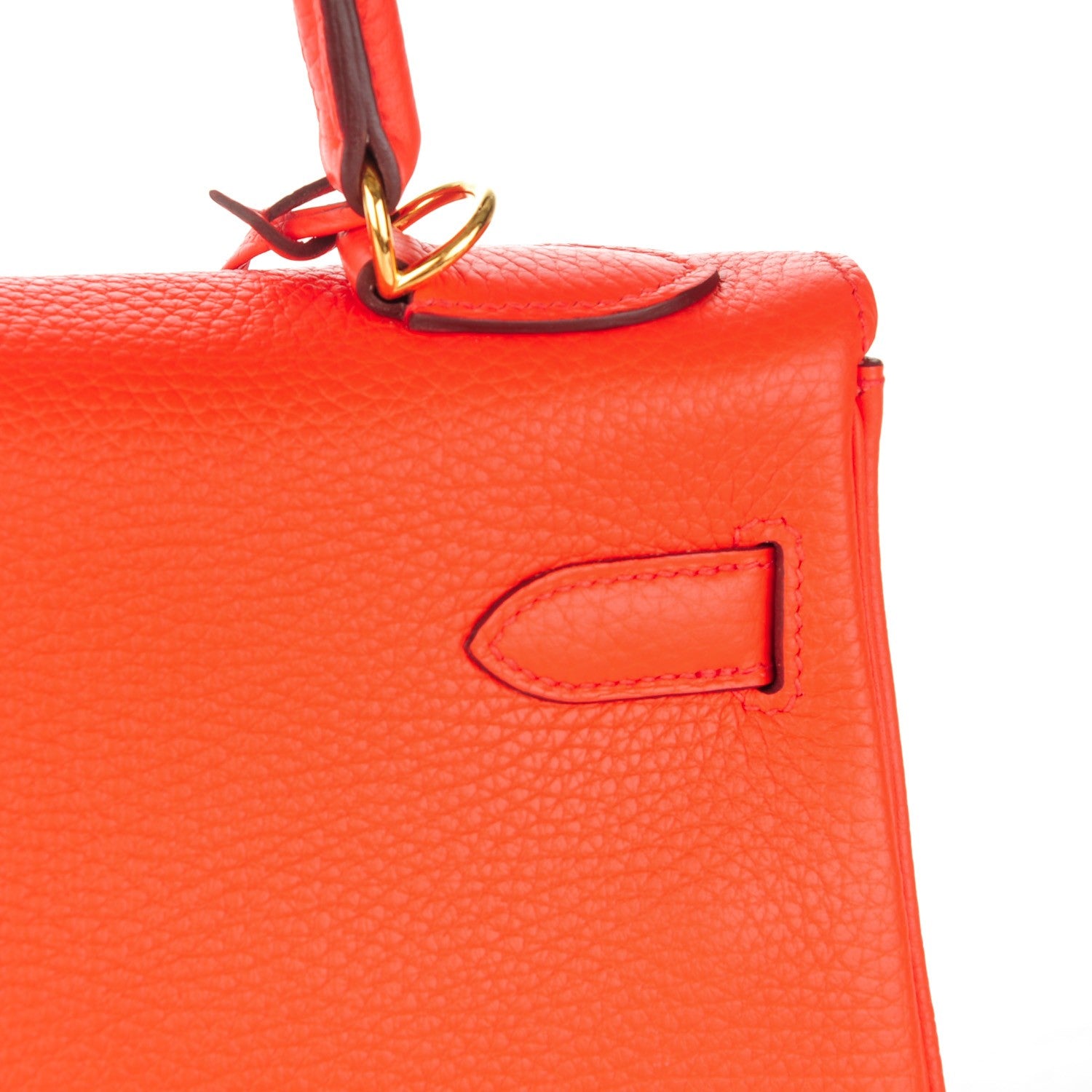 Hermes Taurillon Clemence Kelly Retourne 32 Orange Poppy 15 of 28