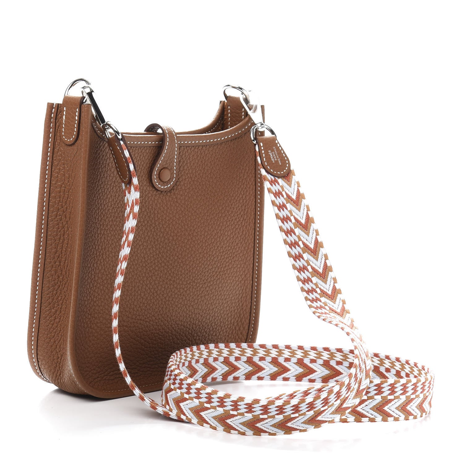 Hermes Taurillon Clemence Allegro Evelyne TPM Gold Cornaline White 3 of 11
