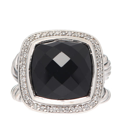 David Yurman Sterling Silver Diamond Black Onyx 14mm Albion Ring 54 6.75 1 of 5