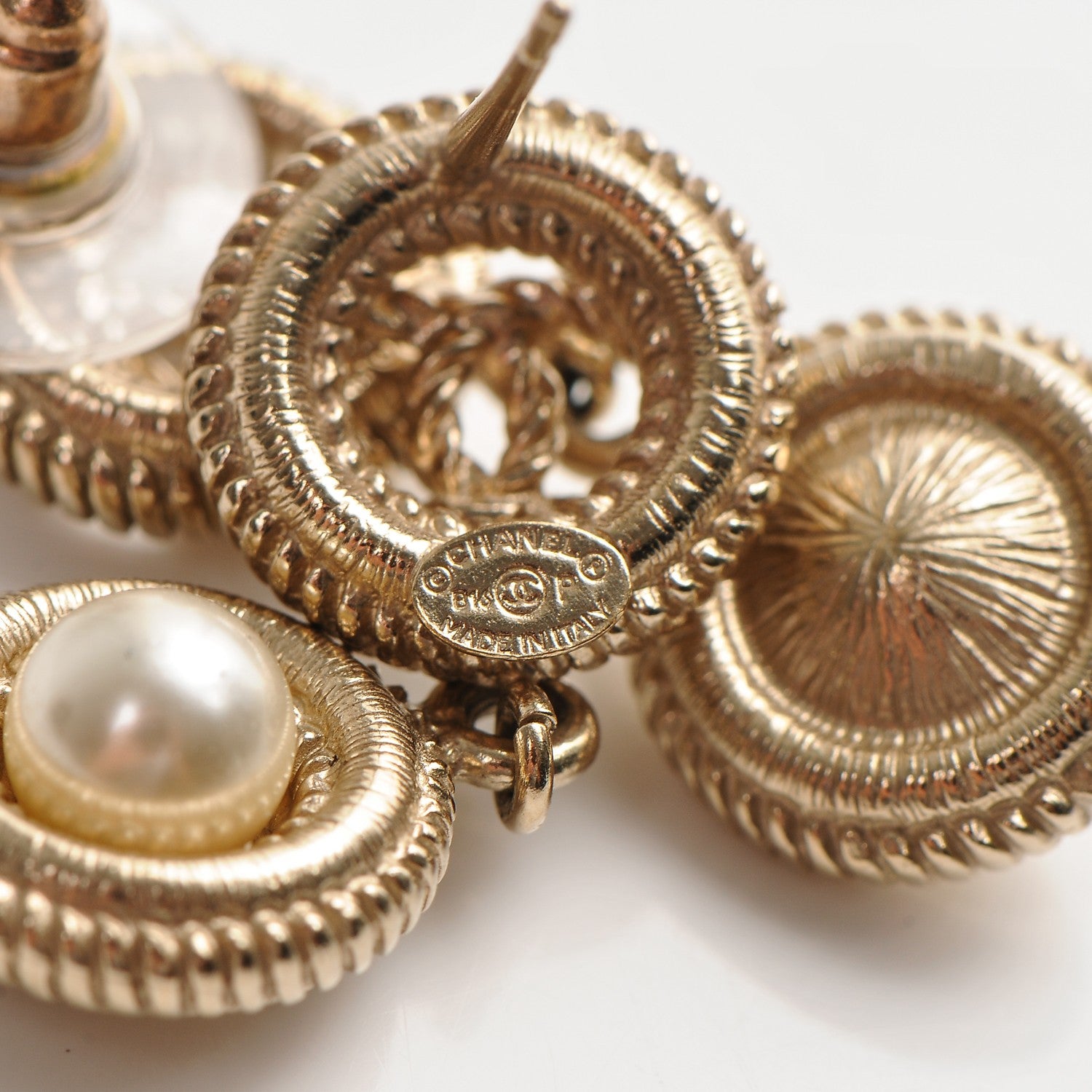Chanel Pearl CC Dangle Earrings Gold 4 of 4