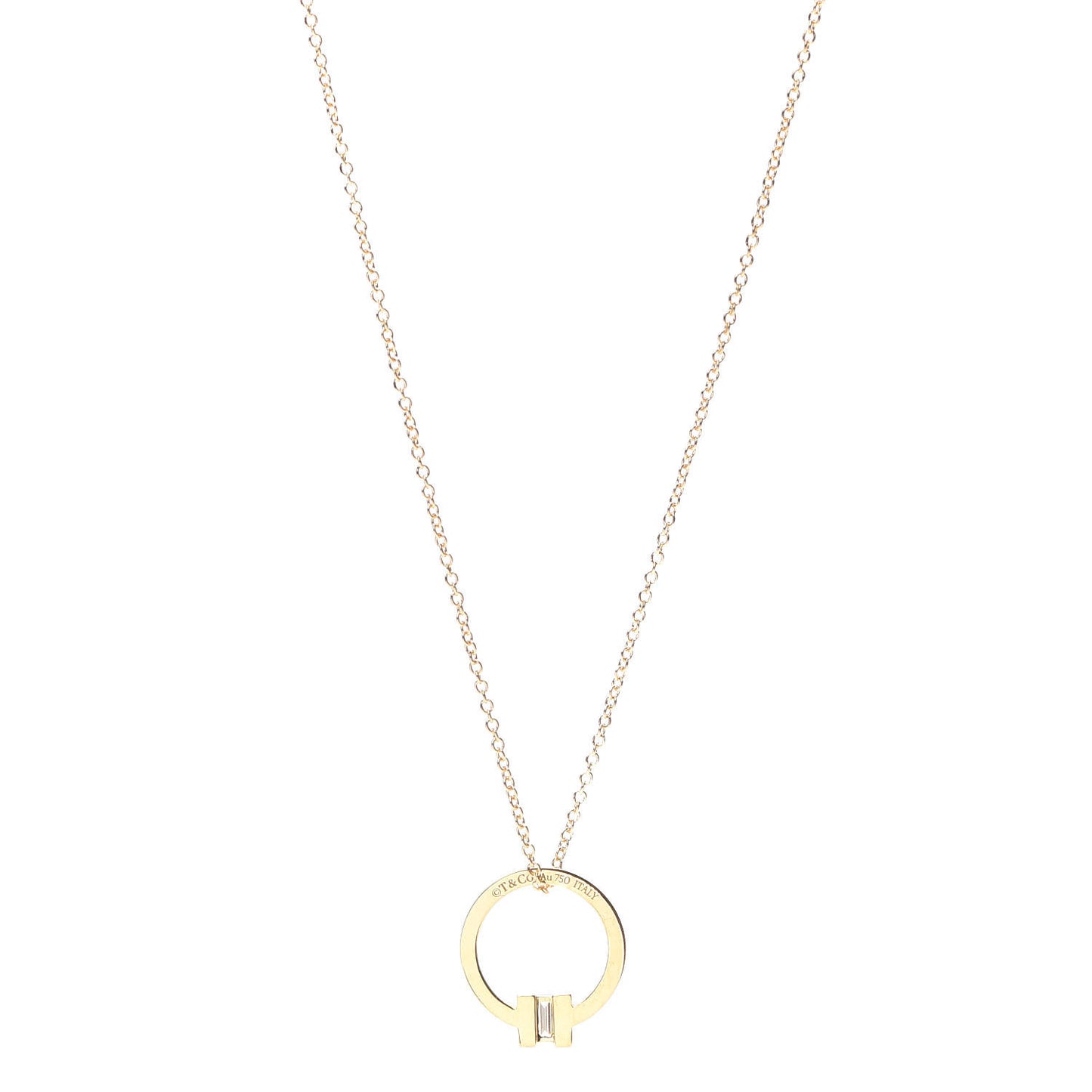 18K Yellow Gold Diamond T Pendant Necklace