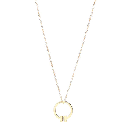 Tiffany 18K Yellow Gold Diamond T Pendant Necklace 1 of 6