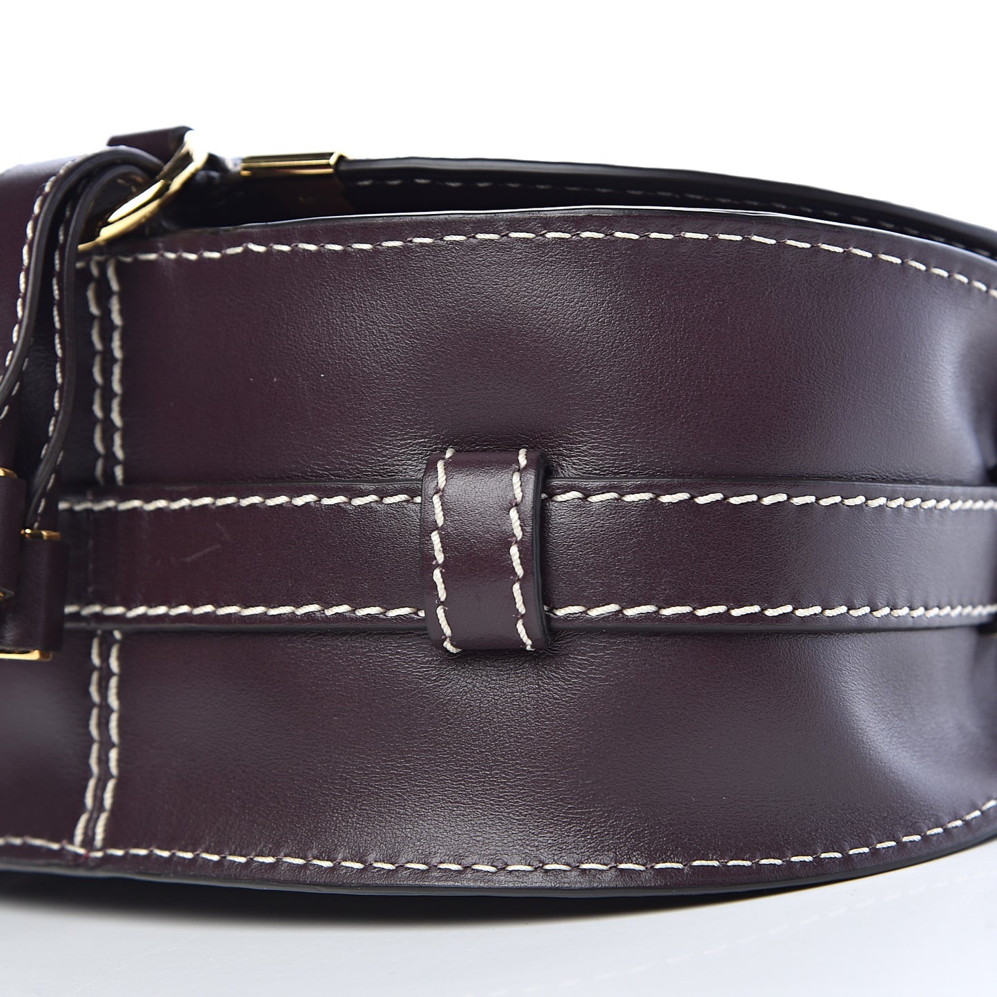 Shiny Calfskin Mini Marcie Round Crossbody Bag Black Raisin