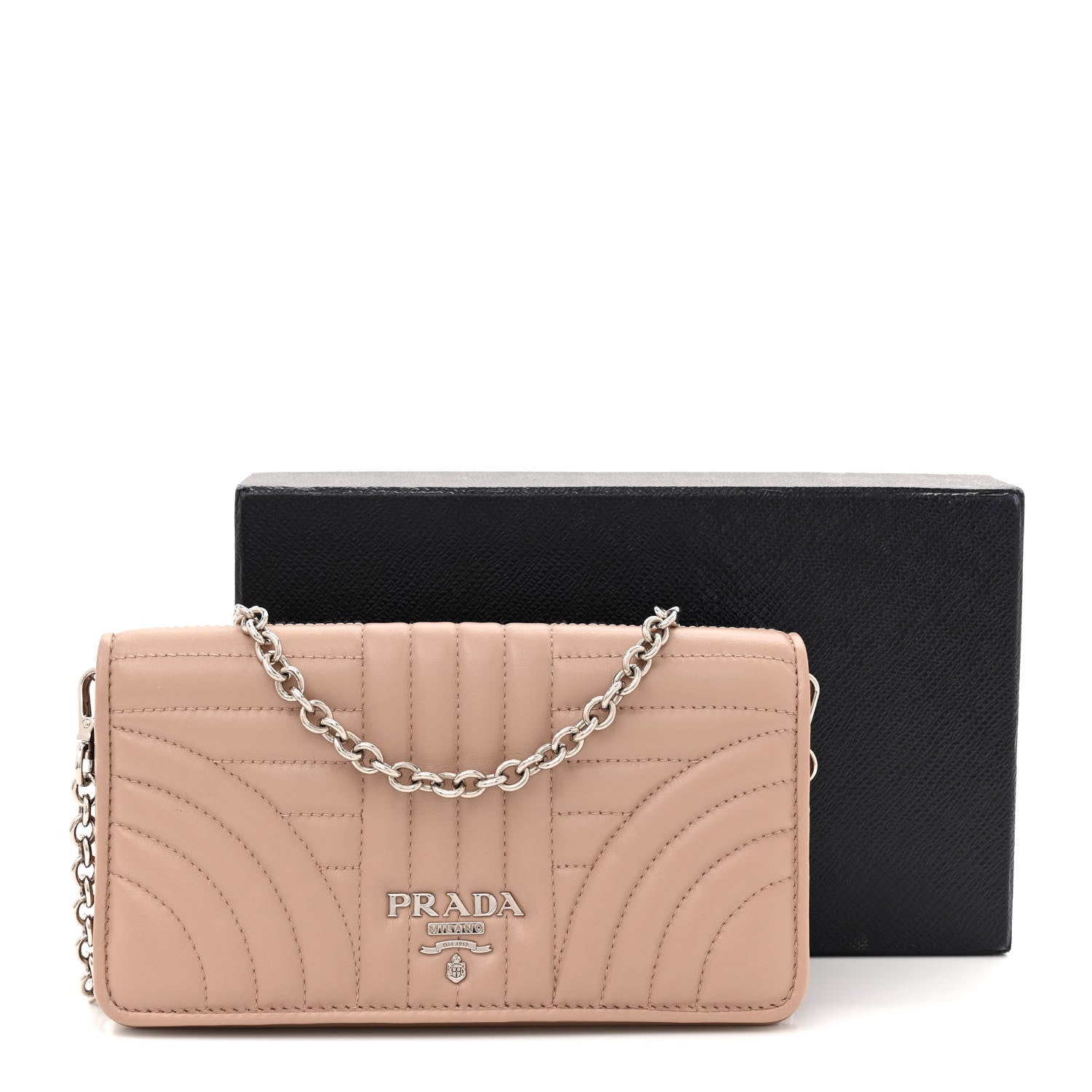 Prada Soft Calfskin Impunture Diagramme Chain Wallet Cipria 14 of 14