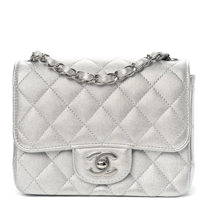 Chanel Metallic Lambskin Quilted Mini Square Flap Silver 1 of 9