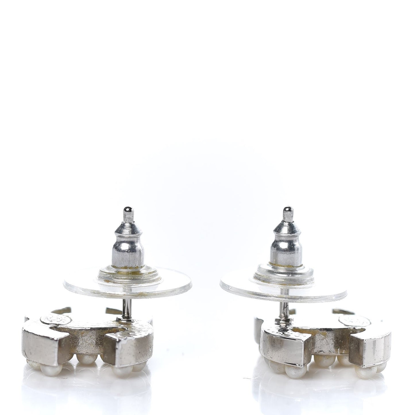 Pearl CC Earrings Silver