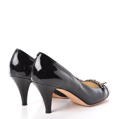 Chanel Patent CC Chain Cap Toe Pumps 39 Black 4 of 14