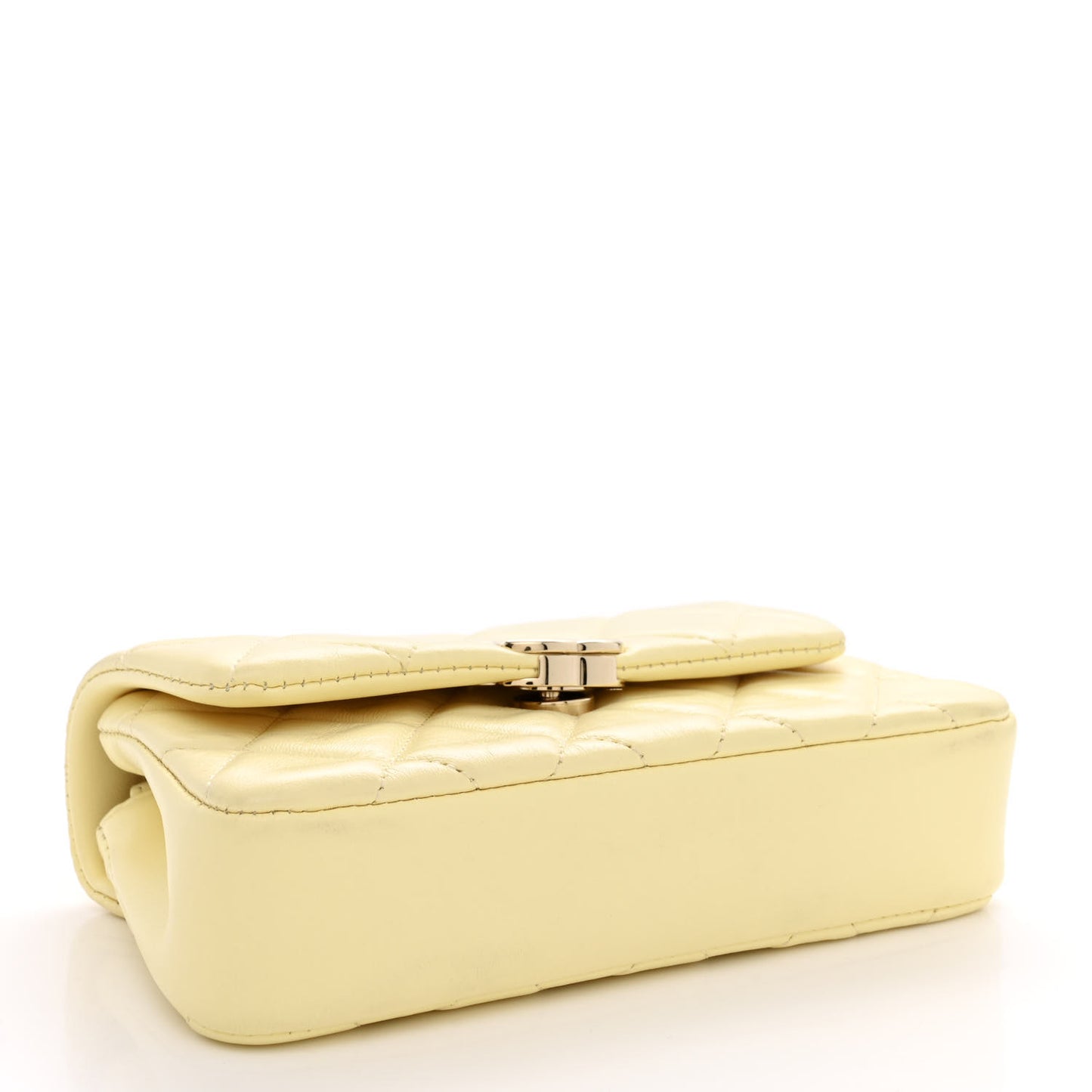 Lambskin Quilted Clutch With Chain Light Yellow