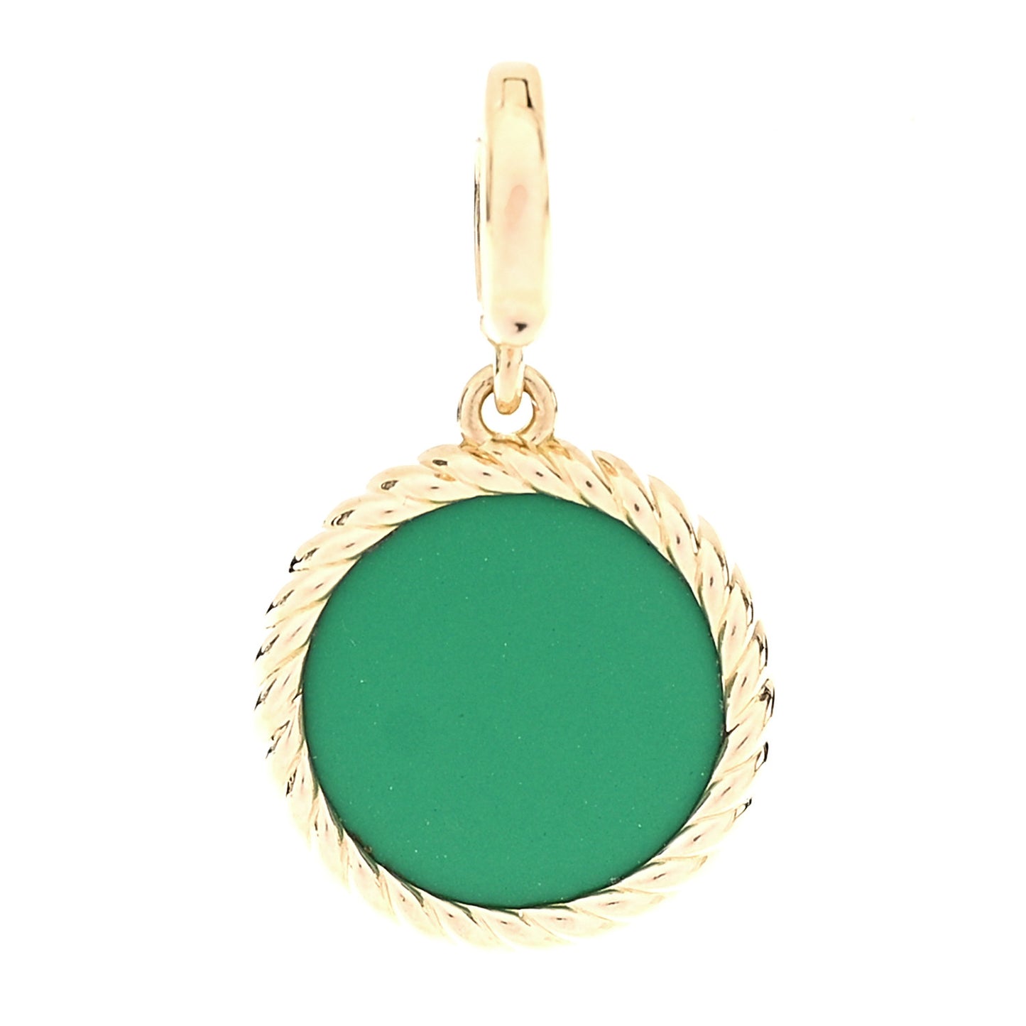 18K Yellow Gold Diamond Enamel Cable Collectibles Enhancer Pendant Green