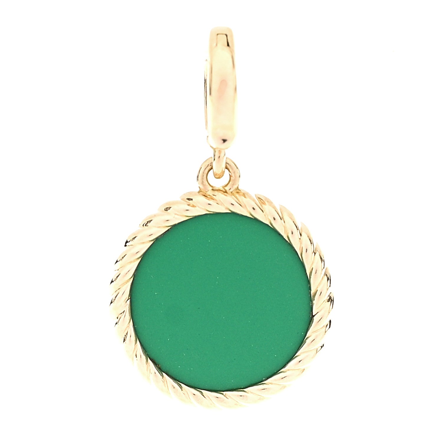 David Yurman 18K Yellow Gold Diamond Enamel Cable Collectibles Enhancer Pendant Green 3 of 4