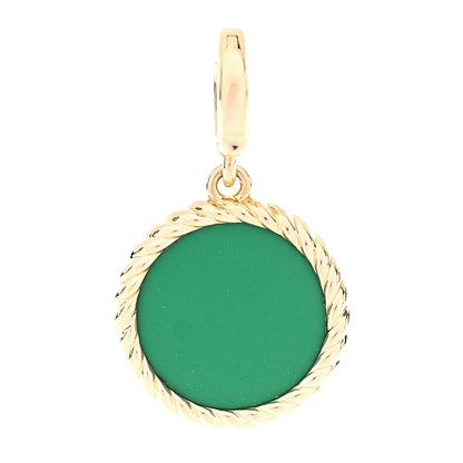 David Yurman 18K Yellow Gold Diamond Enamel Cable Collectibles Enhancer Pendant Green 3 of 4