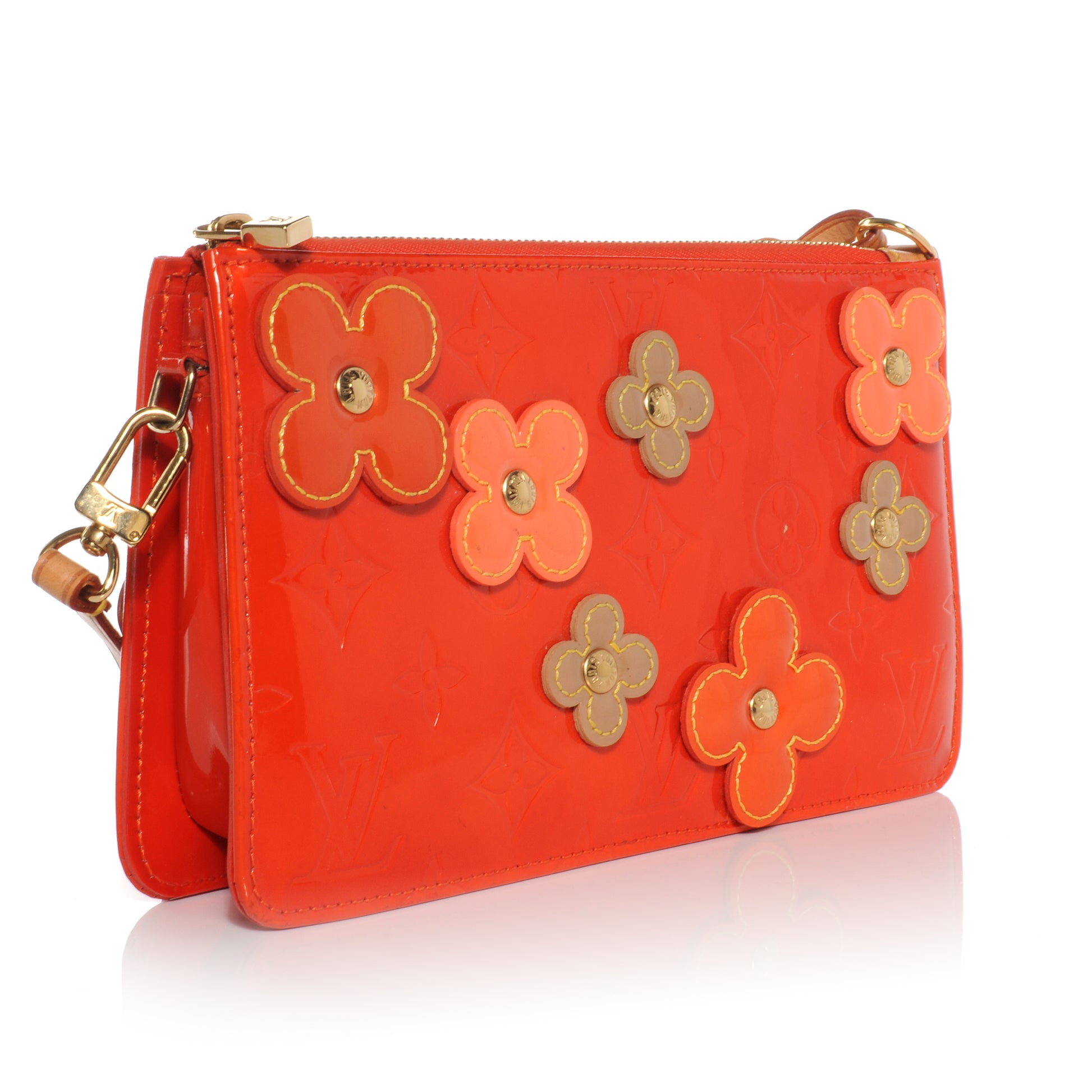 Louis Vuitton Vernis Lexington Fleurs Pochette Orange 3 of 7