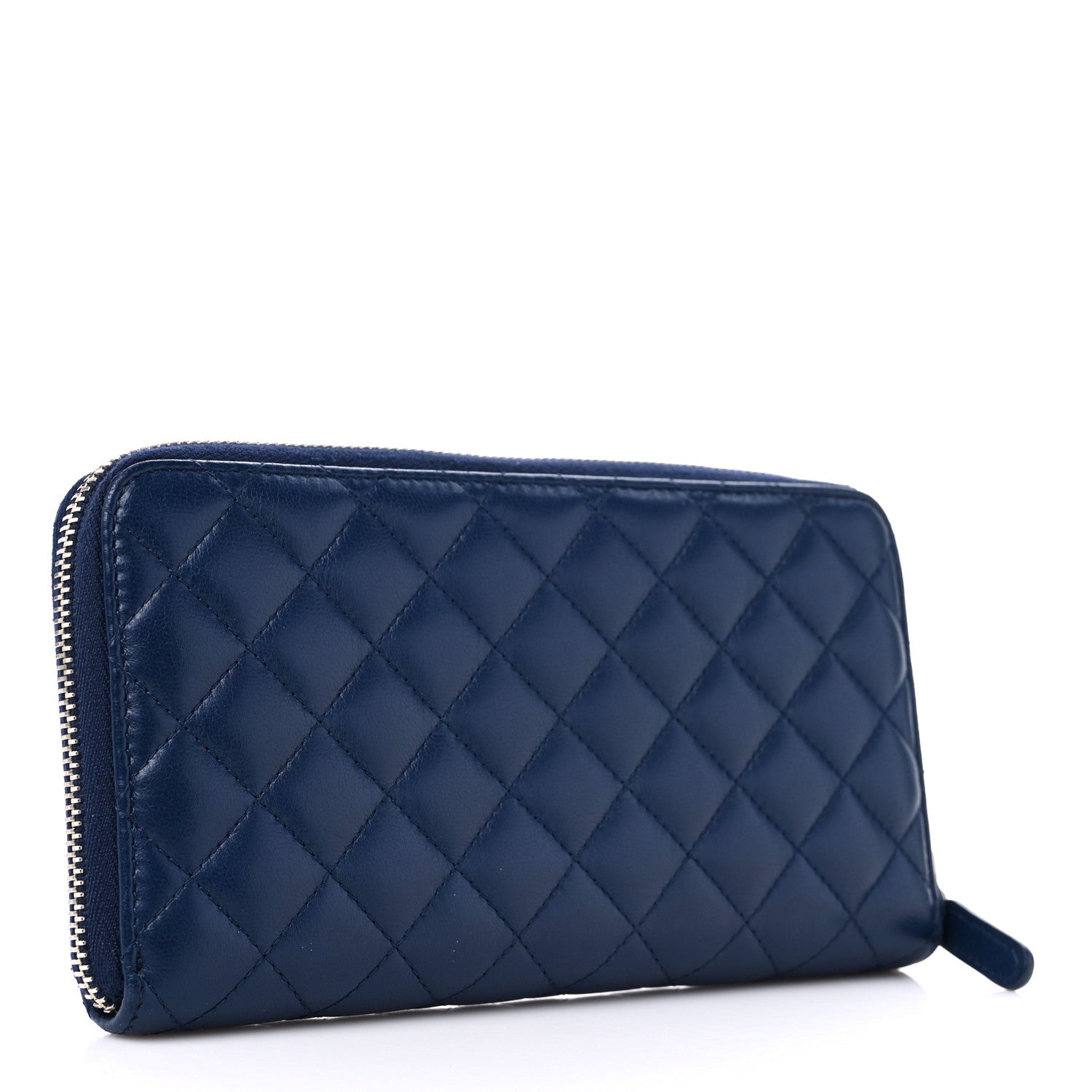 Chanel Caviar Quilted Diamond CC Gusset Zip Around Wallet Navy 3 of 11