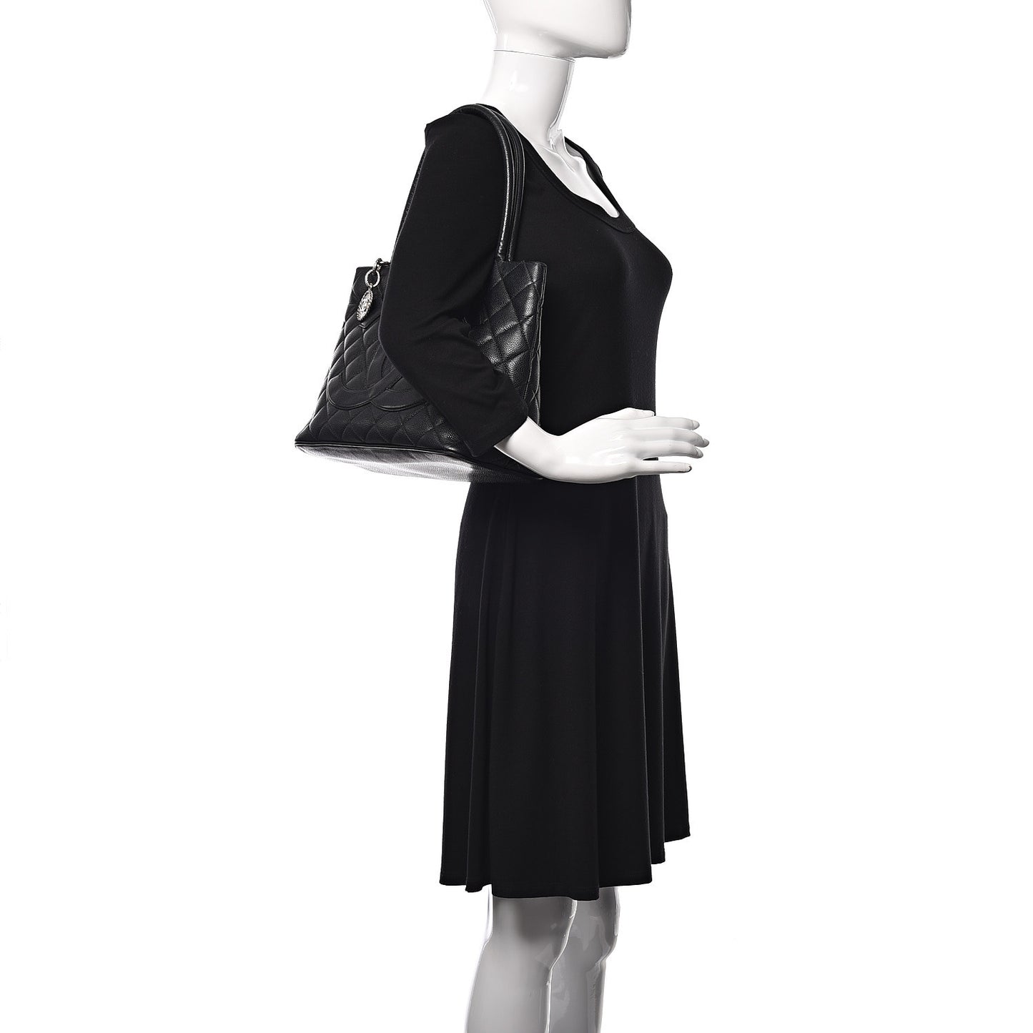 Caviar Quilted Medallion Tote Black