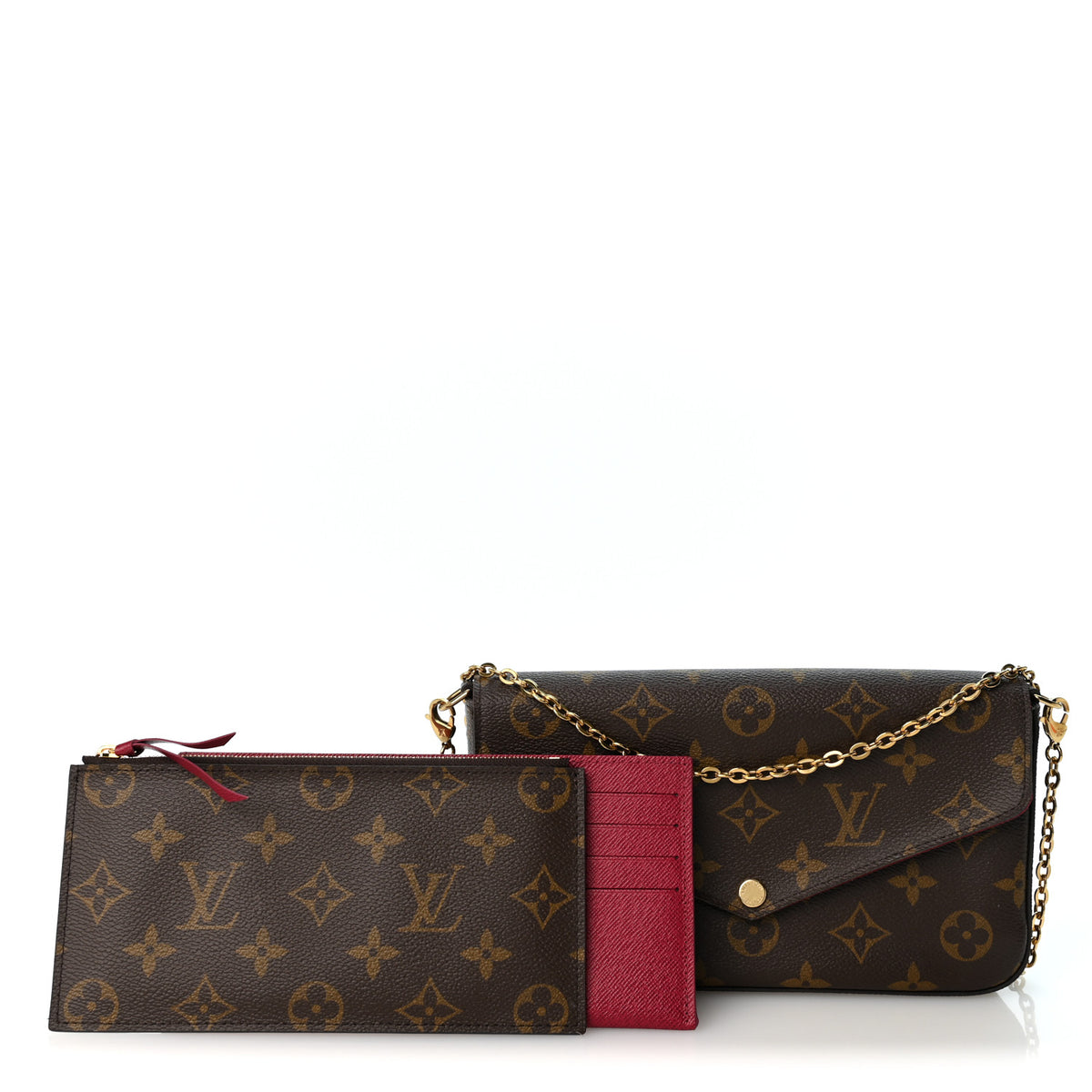 Louis Vuitton Monogram Pochette Felicie Chain Wallet Fuchsia 3 of 12