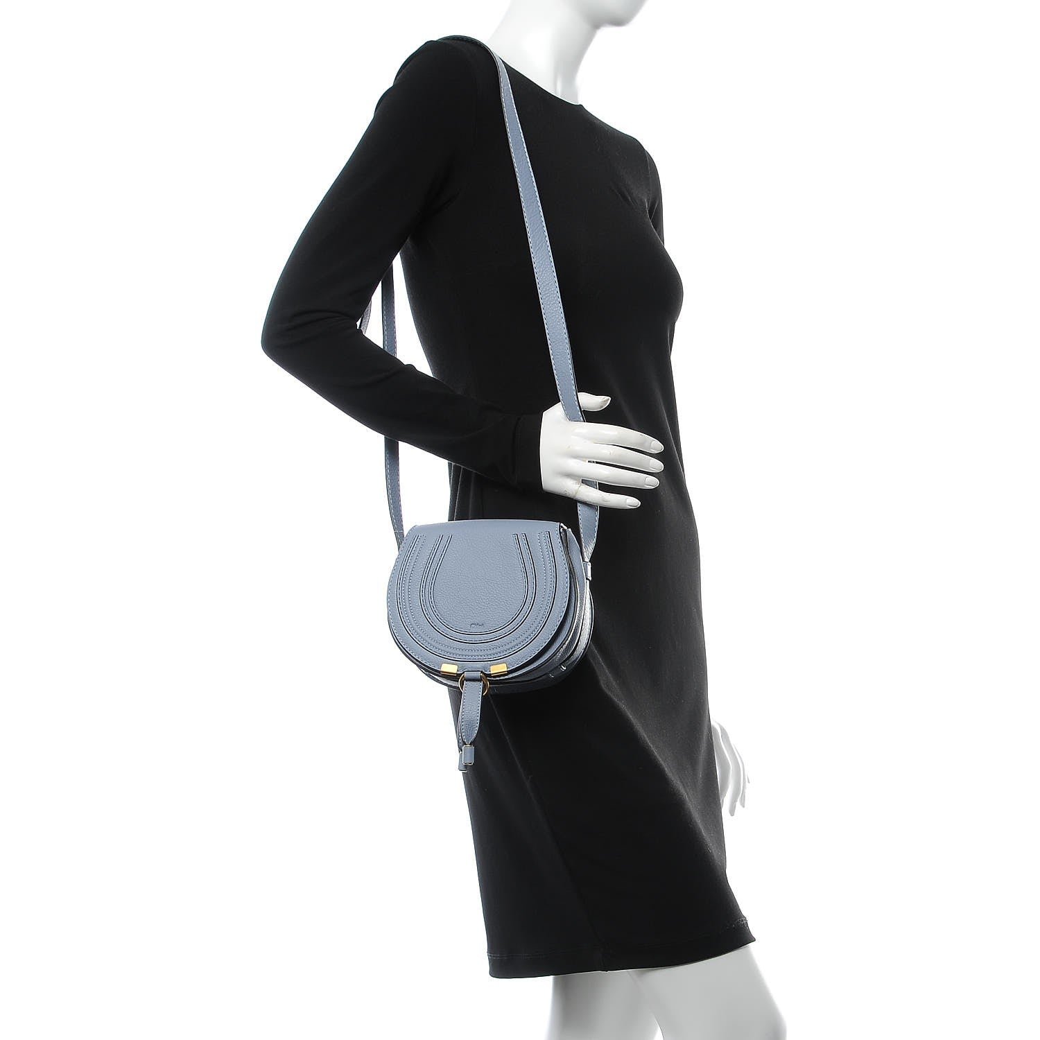 Chloe Calfskin Mini Marcie Round Crossbody Bag Washed Blue 2 of 8