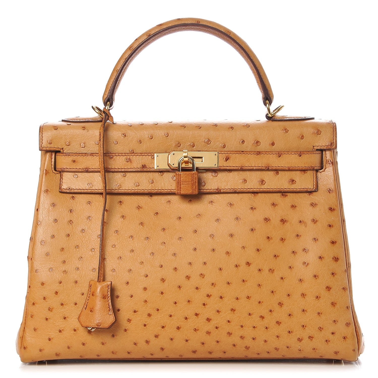 Hermes Ostrich Kelly Retourne 32 Gold 1 of 33