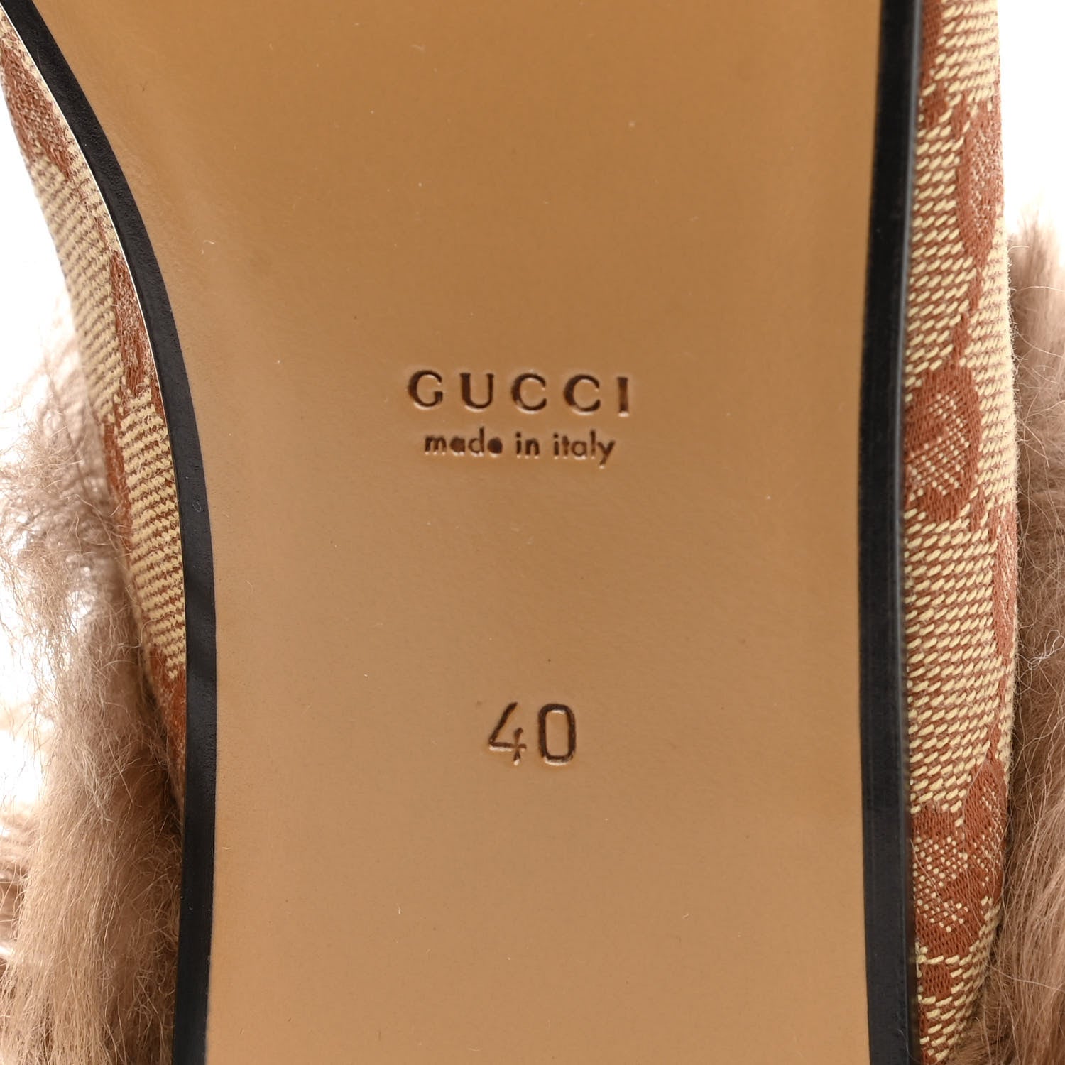 Gucci GG Monogram Fur Womens Princetown Slippers 40 Beige Ruggine Rust 6 of 8