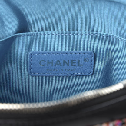 Chanel Lambskin Quilted Tweed Elegant Trim Front Zip Camera Case Black 3 of 9