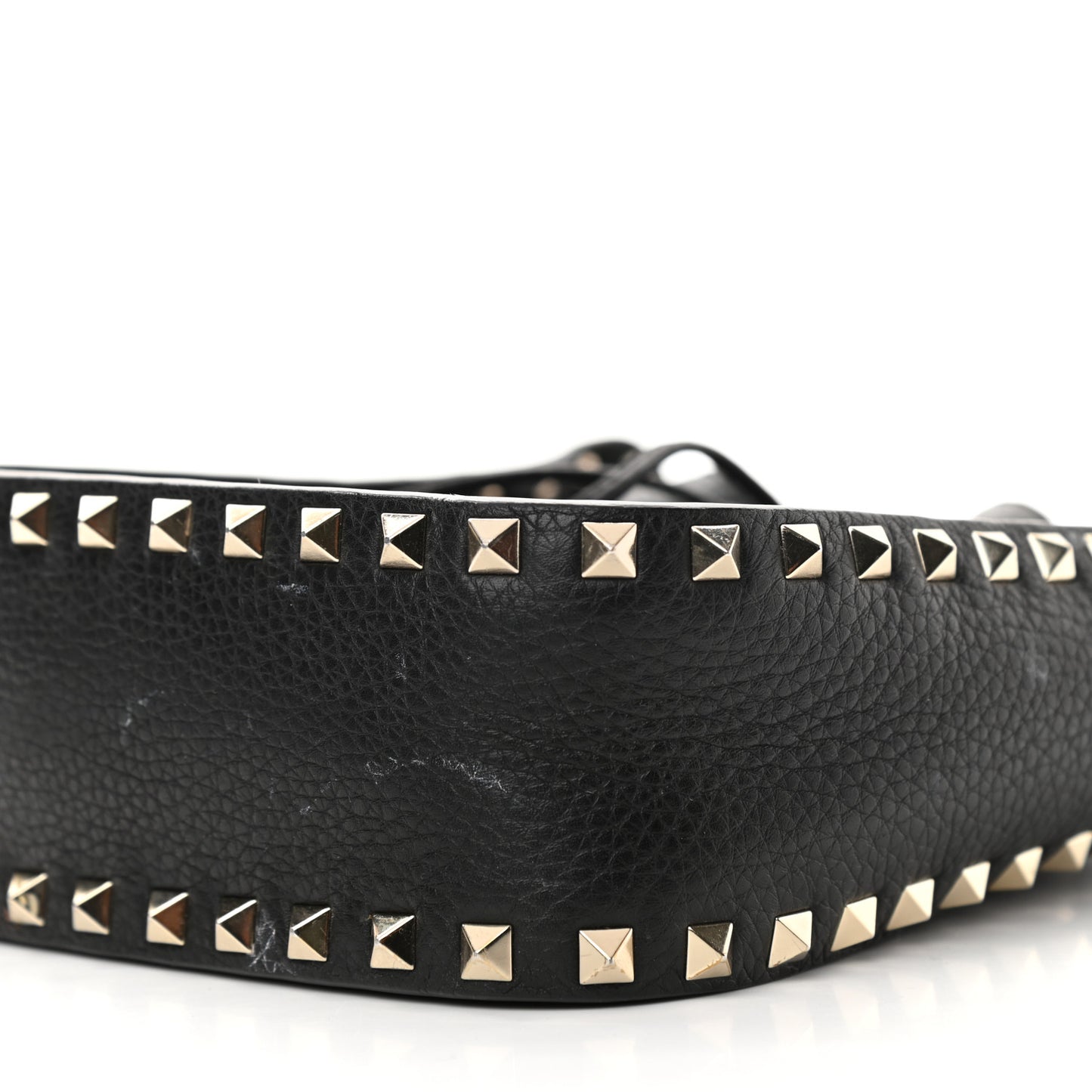 Grained Calfskin Rockstud Bucket Bag Black