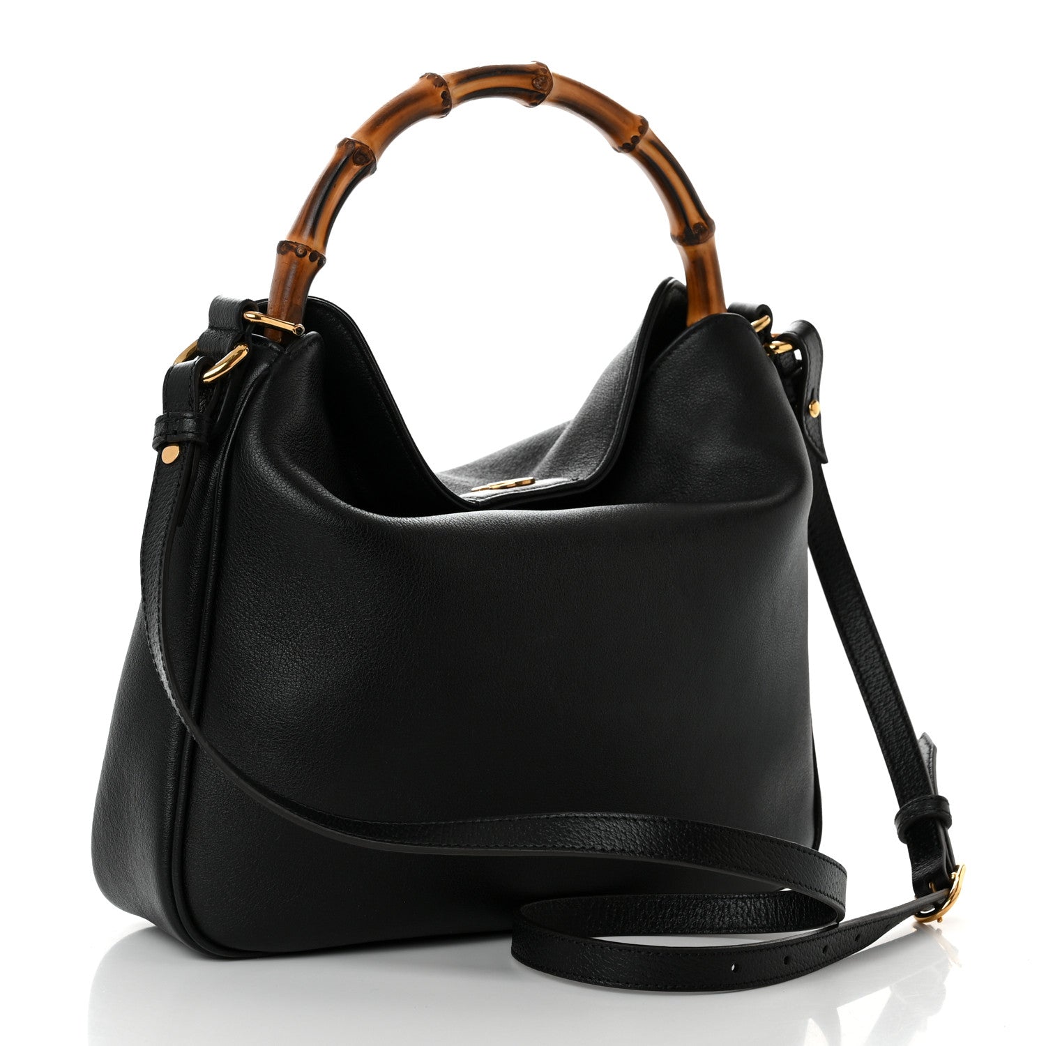 Gucci Softy Wonka Textured Dollar Calfskin Medium Diana Shoulder Bag Black Dusty Grey 2 of 11
