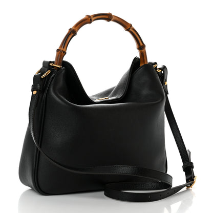 Gucci Softy Wonka Textured Dollar Calfskin Medium Diana Shoulder Bag Black Dusty Grey 2 of 11