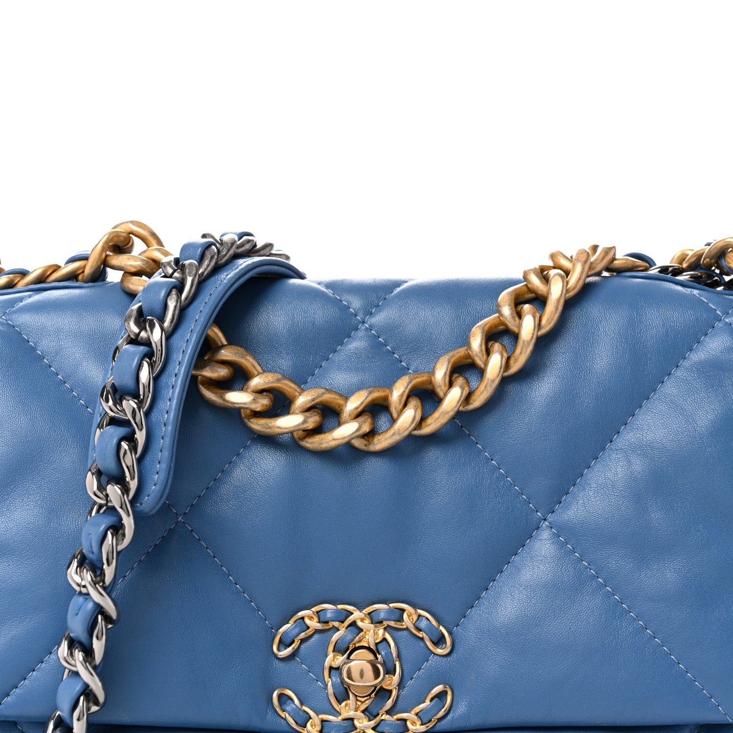 Chanel Lambskin Quilted Medium Chanel 19 Flap Blue 8 of 10