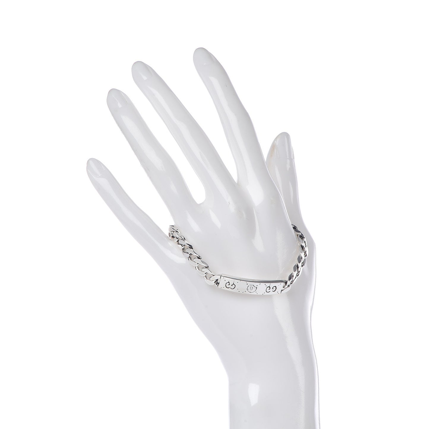 Sterling Silver GucciGhost Hamlet Skull ID Chain Bracelet