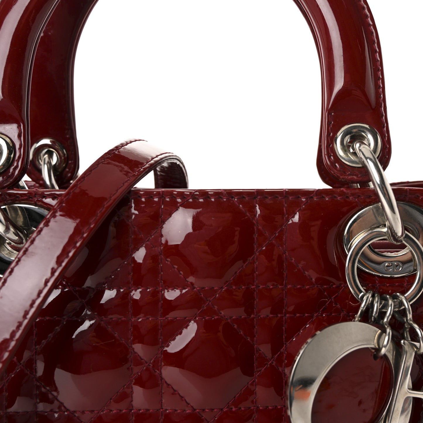Patent Cannage Medium Lady Dior Red