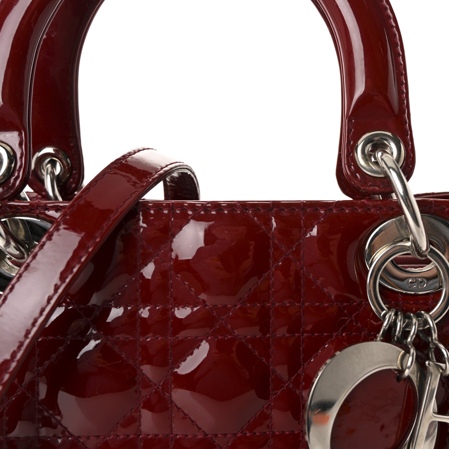 Christian Dior Patent Cannage Medium Lady Dior Red 8 of 10