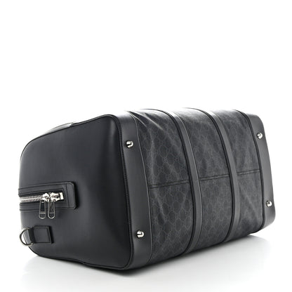 Gucci Soft GG Supreme Monogram Appia Calfskin Web Large Carry On Duffle Bag Black Grey 3 of 10
