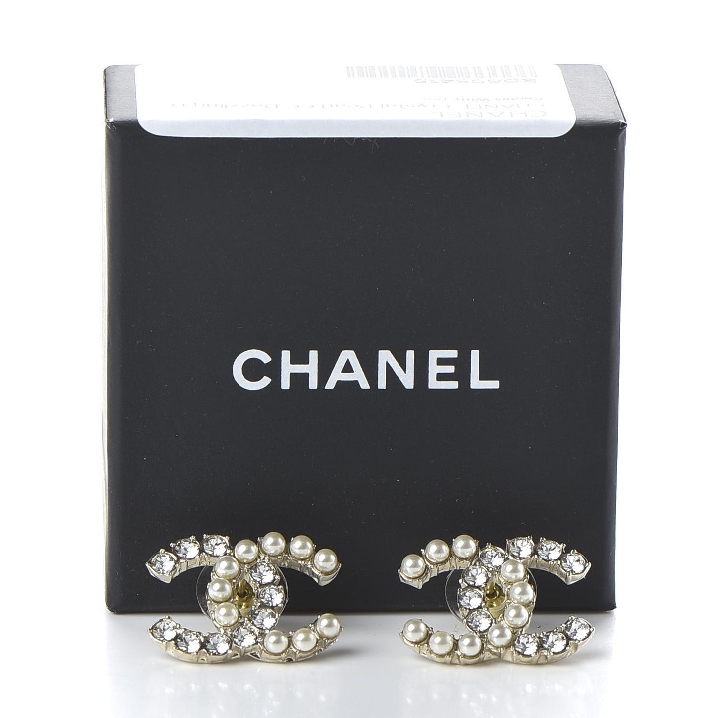 Crystal Pearl CC Dazzling Domino Earrings Gold