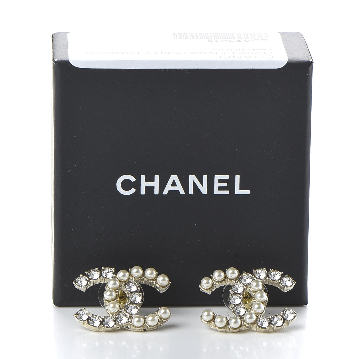Chanel Crystal Pearl CC Dazzling Domino Earrings Gold 5 of 5