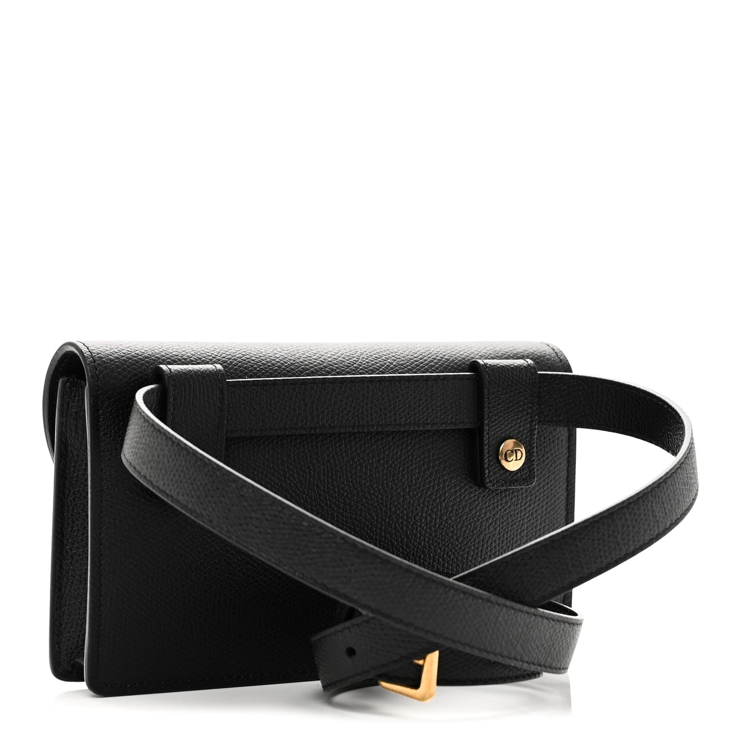 Grained Calfskin Saddle Belt Bag Black