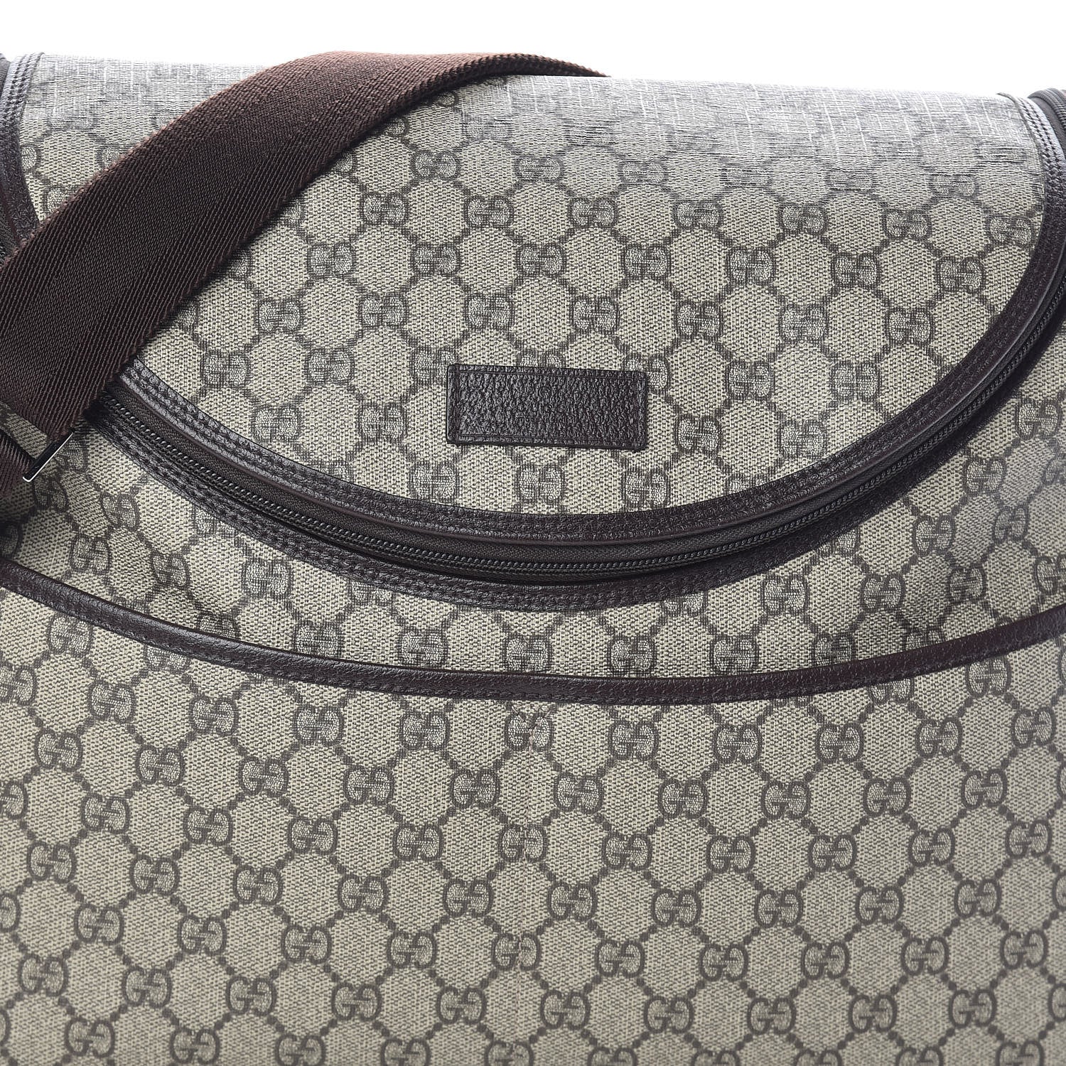 Gucci GG Supreme Monogram Selleria Calfskin Large Diaper Bag Beige Ebony Cocoa Dark Chocolate 5 of 10