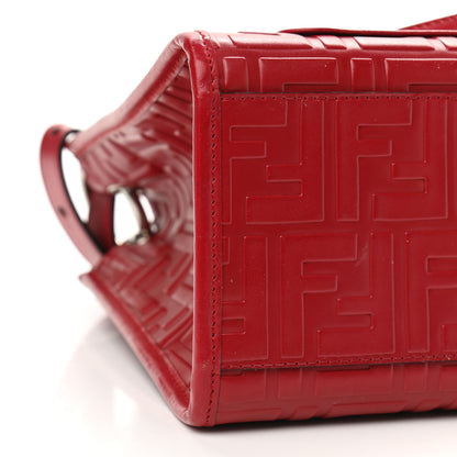 Fendi Vitello Century Wicker FF 1974 Embossed Small Runaway Shopper Tote Fragola 9 of 18