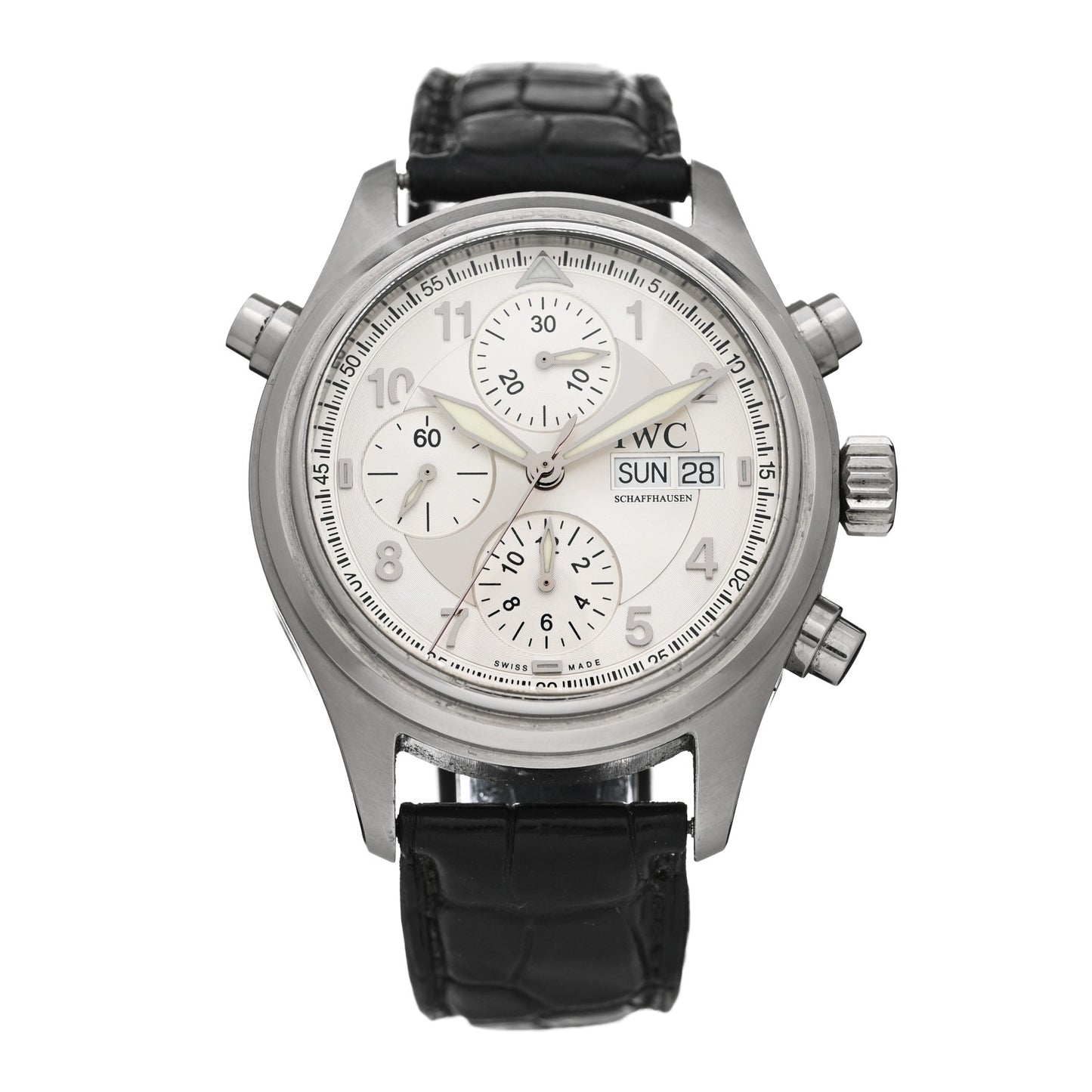 Stainless Steel Alligator 42mm Spitfire Double Chronograph Automatic Watch IW371343