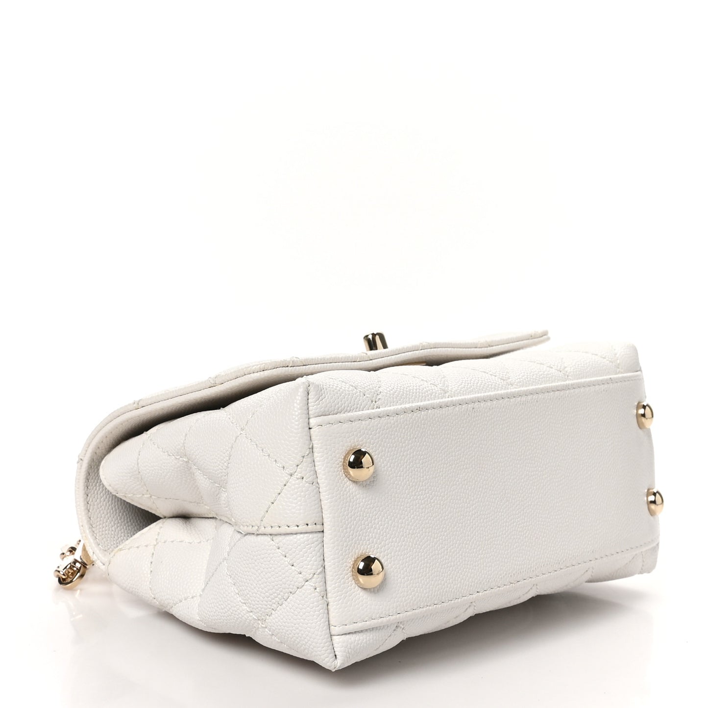 Caviar Quilted Extra Mini Coco Handle Flap White