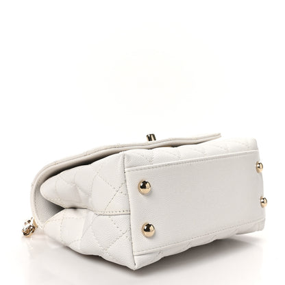 Chanel Caviar Quilted Extra Mini Coco Handle Flap White 4 of 10