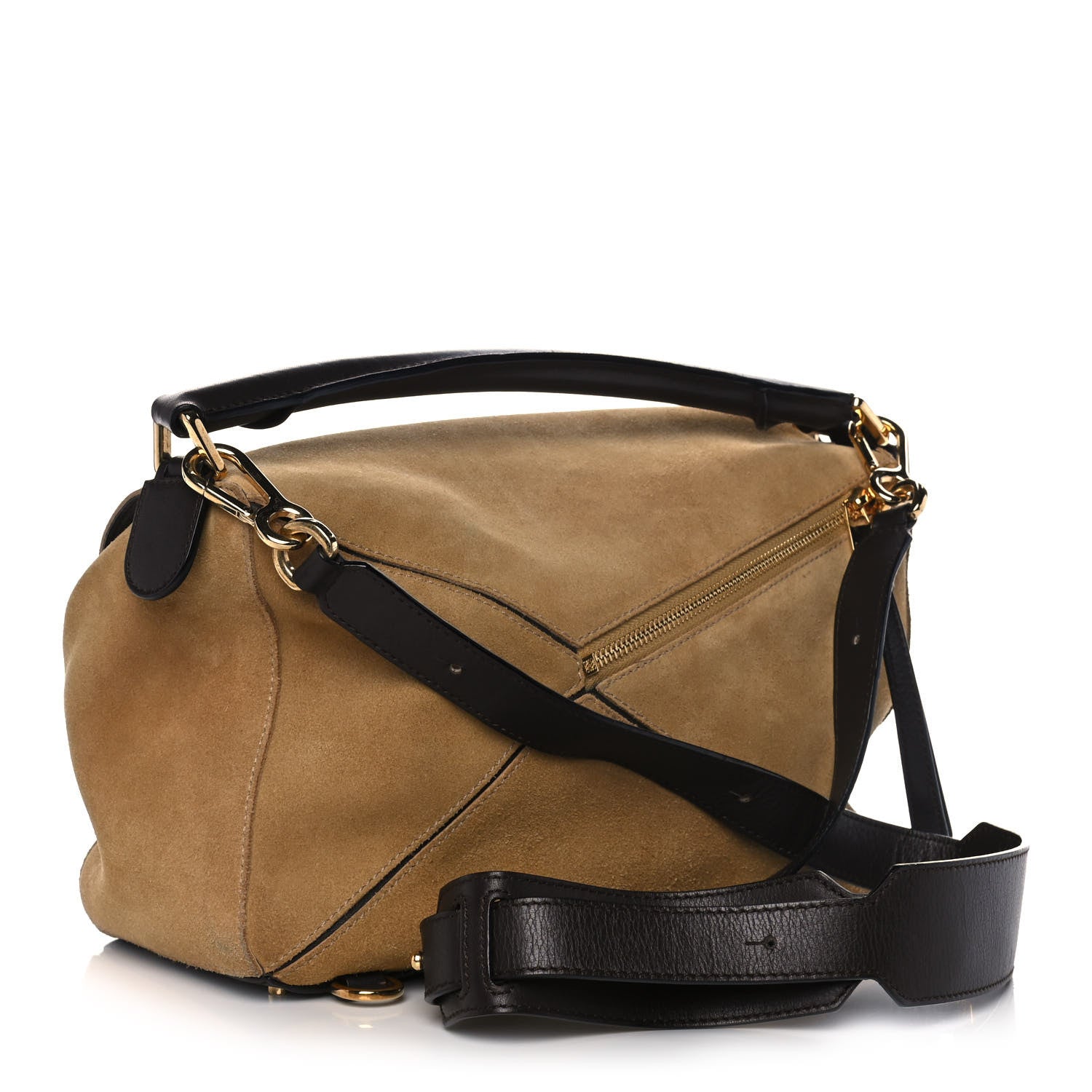 Loewe Suede Medium Puzzle Bag Gold 3 of 10