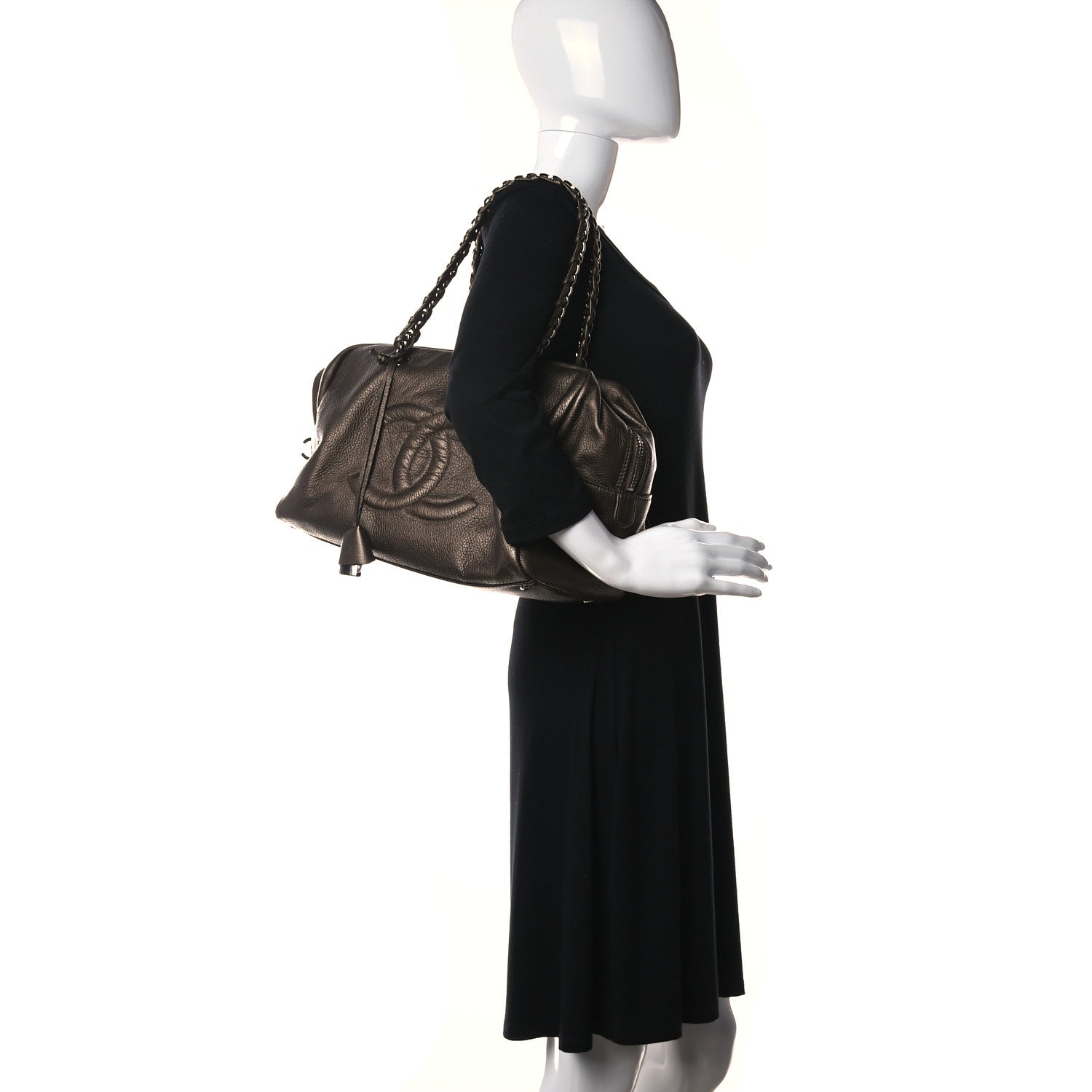 Chanel Metallic Deerskin Large Luxe Ligne Bowler Bronze 2 of 12