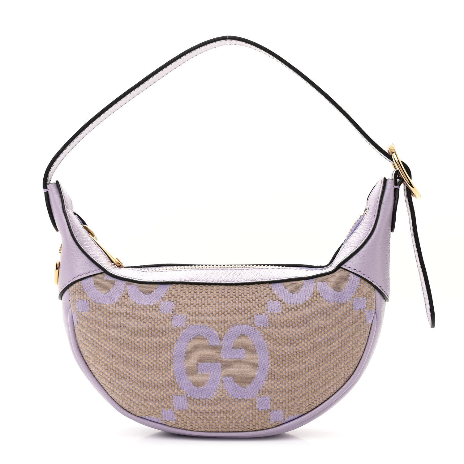 Gucci Monogram Jumbo GG Textured Dollar Calfskin Mini Ophidia Half Moon Hobo Beige Lapis 1 of 10