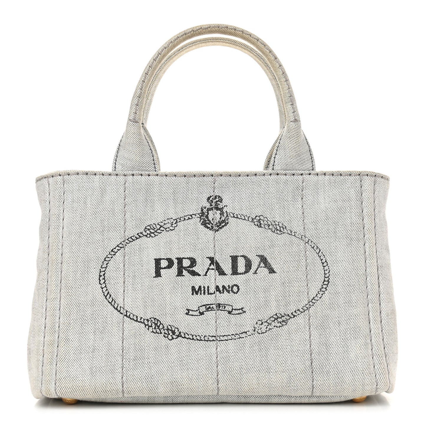 Denim Small Logo Tote Bianco