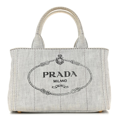 Prada Denim Small Logo Tote Bianco 1 of 9