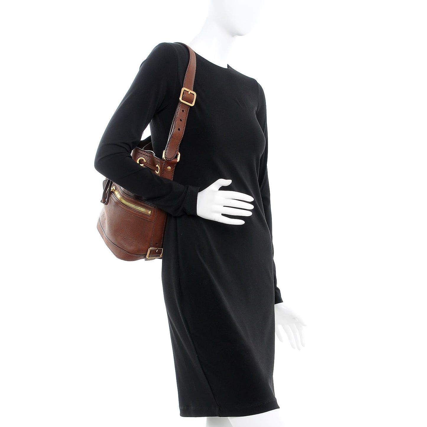 Vitello Daino Drawstring Bucket Brown