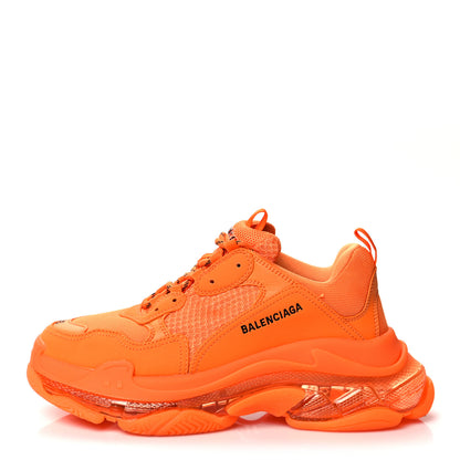 Balenciaga Fabric Mesh Clear Sole Mens Triple S Sneakers 43 Orange Black 1 of 11