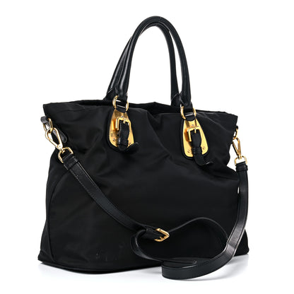 Prada Tessuto Nylon Soft Calfskin Shopping Satchel Black 3 of 23
