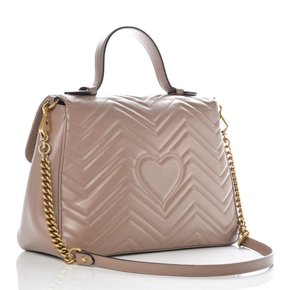 Gucci Calfskin Matelasse Medium GG Marmont Top Handle Shoulder Bag Porcelain Rose 3 of 9