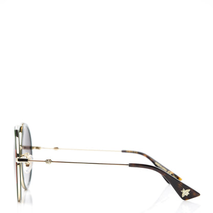 Gucci Round Frame Sunglasses GG0061S Gold Green 3 of 8